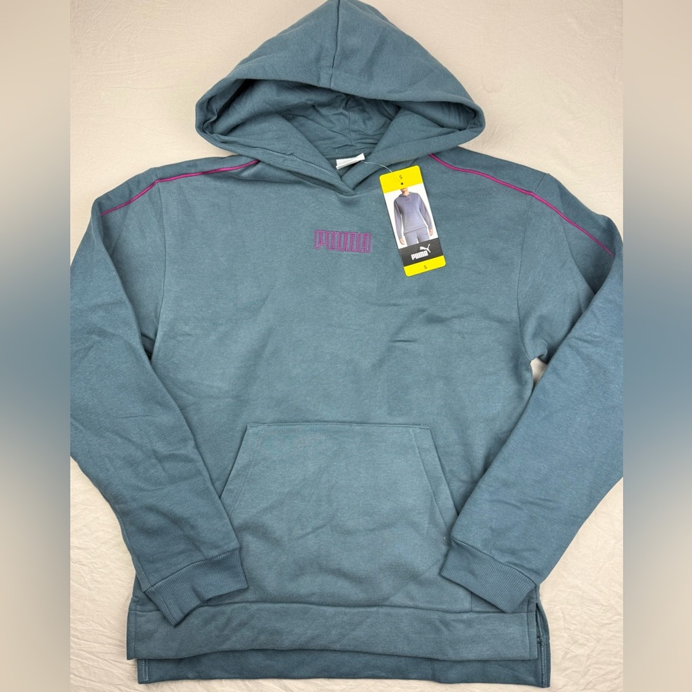 Puma women’s Blue fleece Hoodie pullover NEW size small